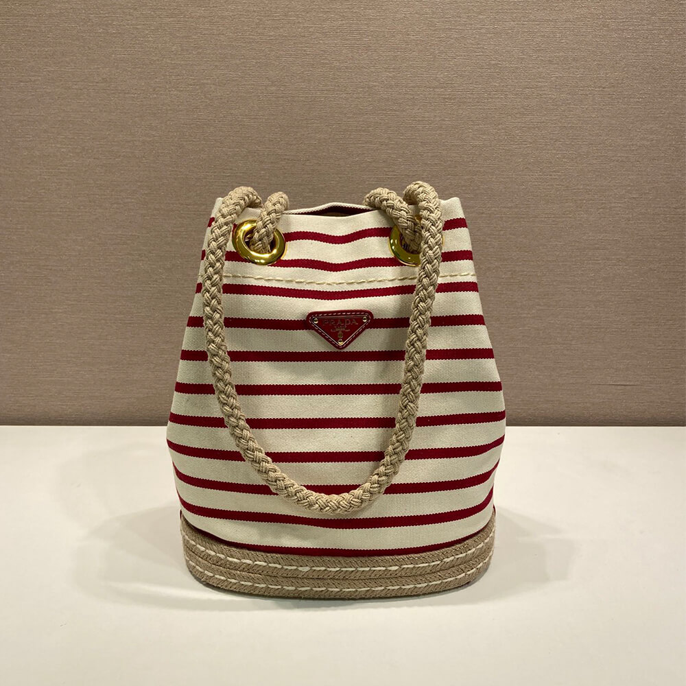 Prada Mariner small striped fabric bucket bag